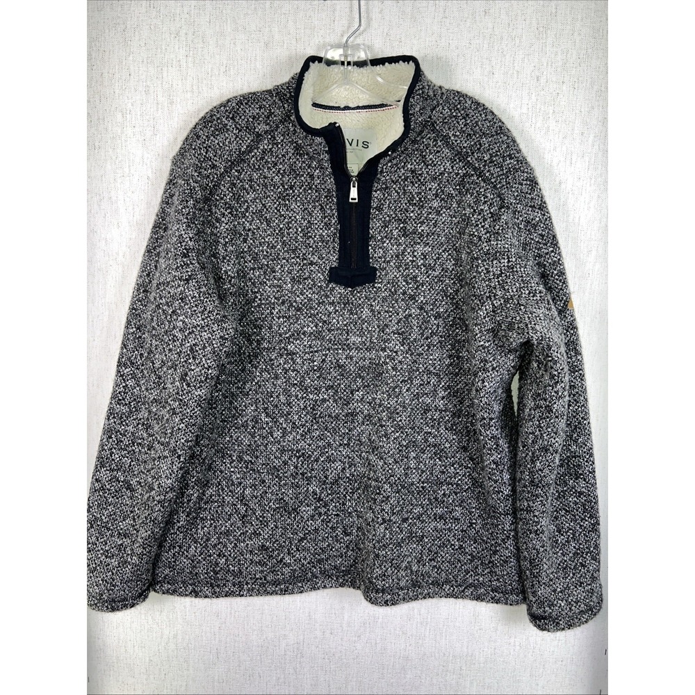 Orvis Heavy Sherpa Lined 1/4 Zip Pullover‎ Sweater - Men's Large, Gray